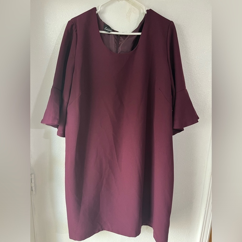 Simply Emma dress career 3X event formal quarter bell sleeve NWT burgundy wine